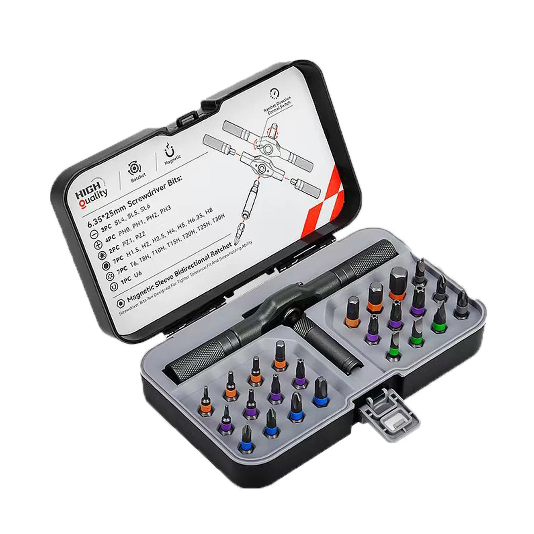 Многофункциональный набор отверток с храповым механизмом 24 в 1, удобные, легко развлекаемые, с цветным кольцом, отвертки, инструменты для ремонта
Многофункциональный набор отверток с храповым механизмом 24 в 1, удобные, легко развлекаемые, с цветным кольцом, отвертки, инструменты для ремонта