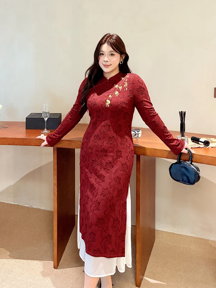 Красное свадебное платье с вышивкой для женщин больших размеров, новое китайское платье с высокой талией, длинное платье миди, подходит для различных случаев...
Красное свадебное платье с вышивкой для женщин больших размеров, новое китайское платье с высокой талией, длинное платье миди, подходит для различных случаев...