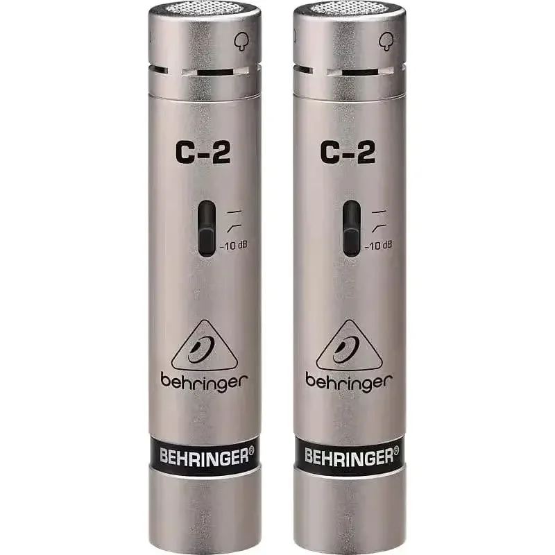 Behringer C-2 2 matched condenser microphones Cardioid pickup pattern Low-mass diaphragm for stereo studio recording
Behringer C-2 2 matched condenser microphones Cardioid pickup pattern Low-mass diaphragm for stereo studio recording