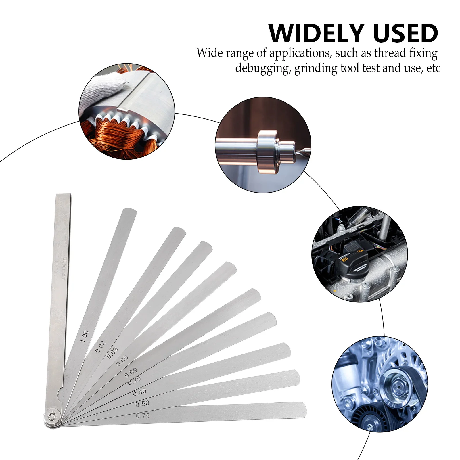 Feeler Gauge Set Stainless Degree Rotating Gap Measuring Tool For Machining Woodworking Thickness Inspection