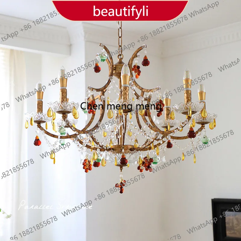 a38 French living room lights vintage aged grape bunches crystal chandeliers American retro three-color dimming
a38 French living room lights vintage aged grape bunches crystal chandeliers American retro three-color dimming