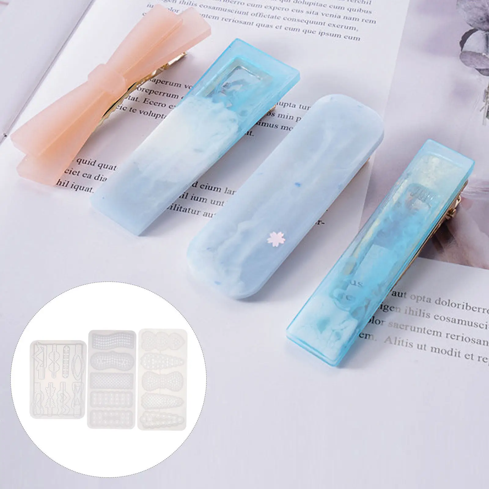 Набор из 3 премиальных силиконовых форм для заколок (пищевой силикон) для изготовления украшений из эпоксидной смолы, легко моются, износостойкие, для создания головных уборов и бижутерии
Набор из 3 премиальных силиконовых форм для заколок (пищевой силикон) для изготовления украшений из эпоксидной смолы, легко моются, износостойкие, для создания головных уборов и бижутерии