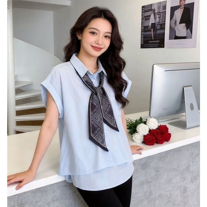 Blue Collar Sleeveless Shirt Women Summer 2026 New Loose Casual Shirt Silk Scarf Elegant Slimming Top Commute Style Poly...
Blue Collar Sleeveless Shirt Women Summer 2026 New Loose Casual Shirt Silk Scarf Elegant Slimming Top Commute Style Poly...