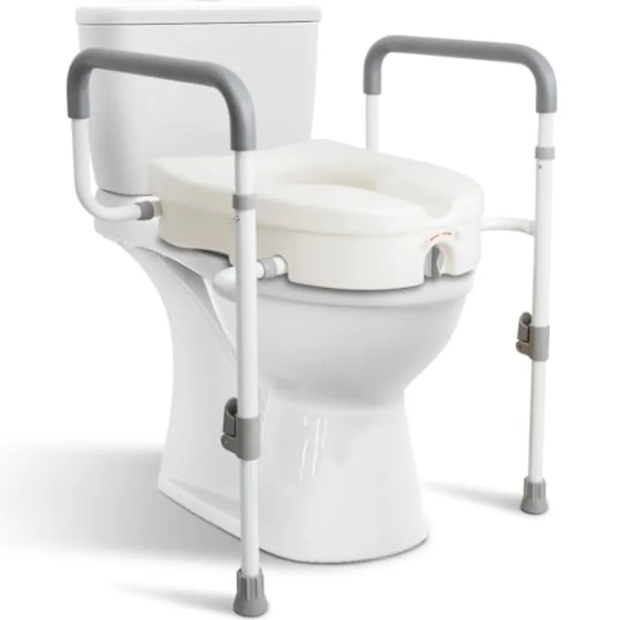 Raised Toilet Seat with Handles for Elderly - Adjustable Padded Arms in Black for Standard or Elongated Commode - Elevated Safe
Raised Toilet Seat with Handles for Elderly - Adjustable Padded Arms in Black for Standard or Elongated Commode - Elevated Safe