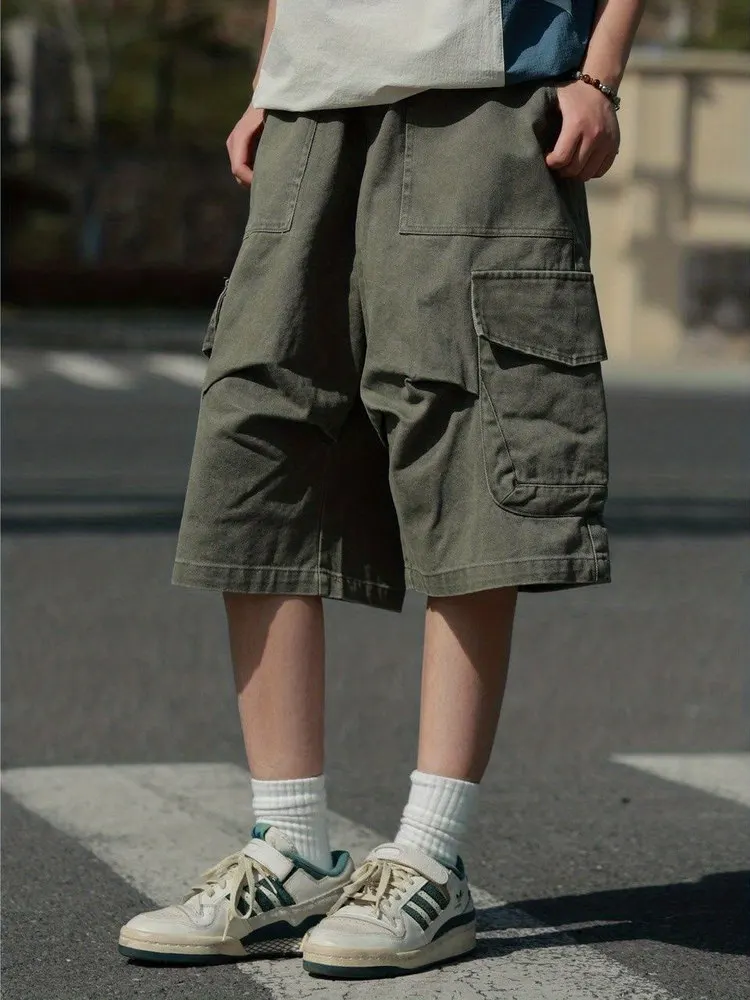 Retro American Waed Multi-ket Workwear Seven-Foot Pants Summer Straight Leg Wide Leg orts Youth Casual Loose Fit
Retro American Waed Multi-ket Workwear Seven-Foot Pants Summer Straight Leg Wide Leg orts Youth Casual Loose Fit