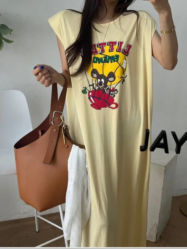 Lazy Sle Pure Cotton ort Sve T-irt Long Dr Women Casual Cartoon Print round Ne Loose Ba Split Summer Dr
Lazy Sle Pure Cotton ort Sve T-irt Long Dr Women Casual Cartoon Print round Ne Loose Ba Split Summer Dr