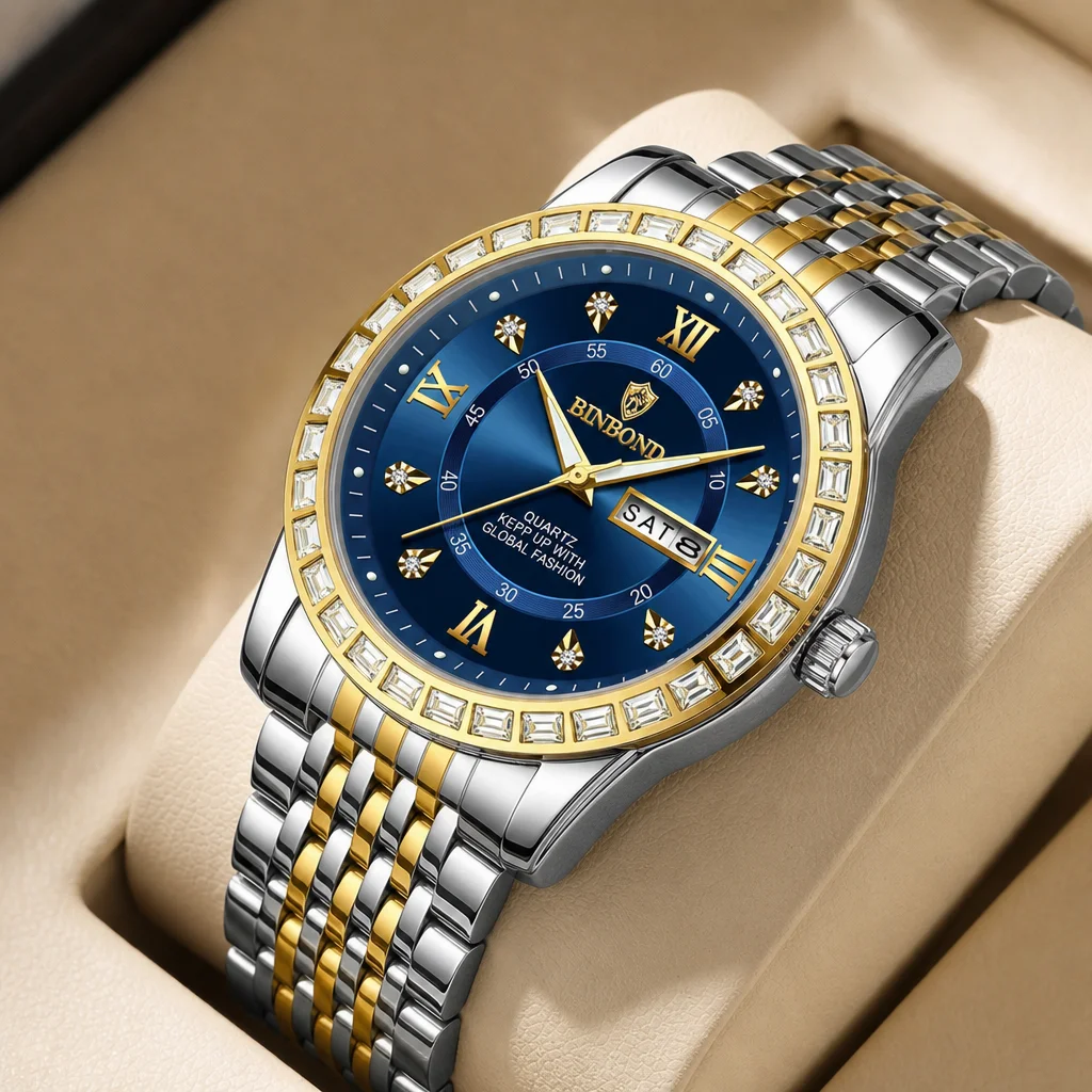 1pcs Trendy Two Tone Band Watch Blue Dial Roman Numerals Day Date Display Stylish Casual Business Wristwatch for Men
1pcs Trendy Two Tone Band Watch Blue Dial Roman Numerals Day Date Display Stylish Casual Business Wristwatch for Men