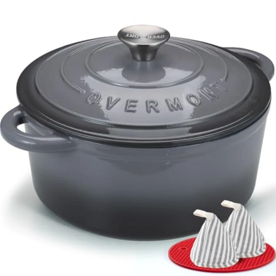 Enameled Cast Iron Dutch Oven - 4.5QT Pot with Lid Cookbook and Cotton Potholders - Heavy-Duty Cookware for Braising Stews Roas
Enameled Cast Iron Dutch Oven - 4.5QT Pot with Lid Cookbook and Cotton Potholders - Heavy-Duty Cookware for Braising Stews Roas