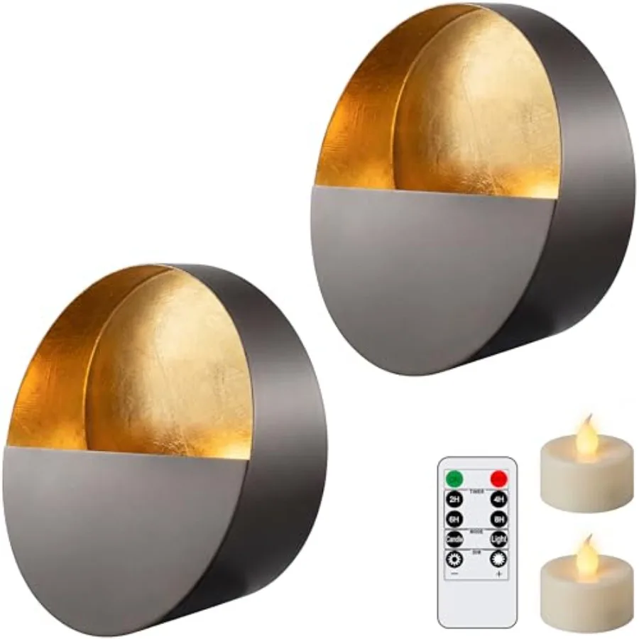 6.5-inch Eclipse Wall Sconces Candle Holders with Remote Controlled Flameless LED Tea Lights, Set of 2, for Living Room, Bedroo
6.5-inch Eclipse Wall Sconces Candle Holders with Remote Controlled Flameless LED Tea Lights, Set of 2, for Living Room, Bedroo