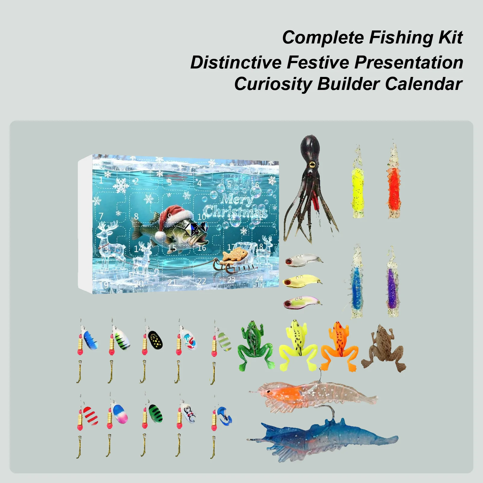 Рождественская приманка для рыбы, календарь обратного отсчета, спортивные рыболовные снасти на открытом воздухе, календарь обратного отсчета, рыболовные приманки для рыбаков, друзей, мужчин
Рождественская приманка для рыбы, календарь обратного отсчета, спортивные рыболовные снасти на открытом воздухе, календарь обратного отсчета, рыболовные приманки для рыбаков, друзей, мужчин