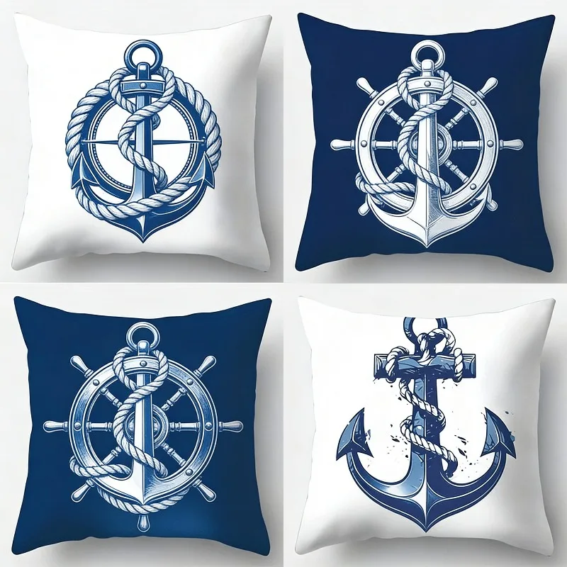 4Pcs Nautical Throw Pillow Covers with Anchor and Ship Wheel Print Cushion Cases for Sofa Living Room Bedroom Home Decor
4Pcs Nautical Throw Pillow Covers with Anchor and Ship Wheel Print Cushion Cases for Sofa Living Room Bedroom Home Decor