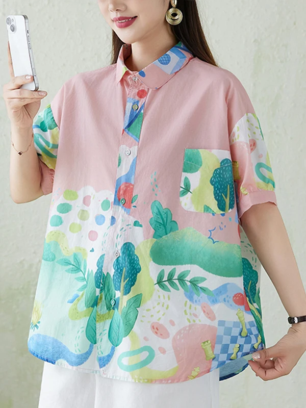 Authentic Women's Doll Collar Shirt Summer Loose Slimming Short Sleeve Hong Kong Style Cotton Polyester Blend Shirt
Authentic Women's Doll Collar Shirt Summer Loose Slimming Short Sleeve Hong Kong Style Cotton Polyester Blend Shirt