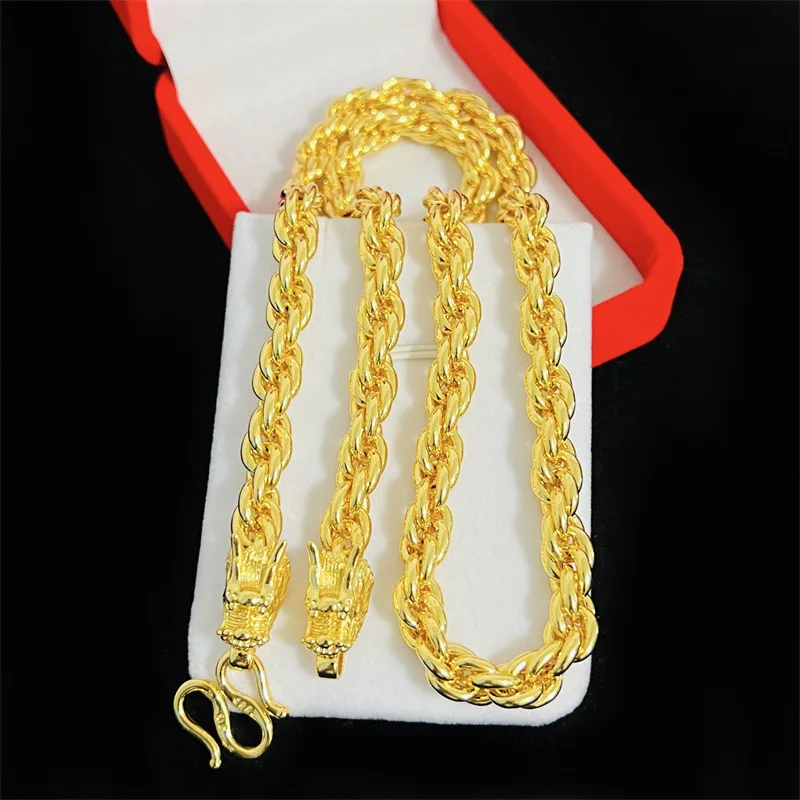 Luxury 24K real gold twine Dragon Head Necklace for men and women au9999 Quality gold twist chain Fashion accessory
Luxury 24K real gold twine Dragon Head Necklace for men and women au9999 Quality gold twist chain Fashion accessory