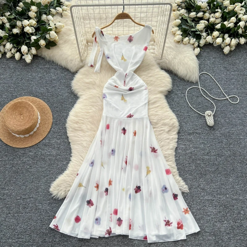 Print Dress Women Sleeveless Tight Waist Long Dresses Spliced Slim Fit Round Neck Casual A Line Vestidos Folds Skinny 2025
Print Dress Women Sleeveless Tight Waist Long Dresses Spliced Slim Fit Round Neck Casual A Line Vestidos Folds Skinny 2025