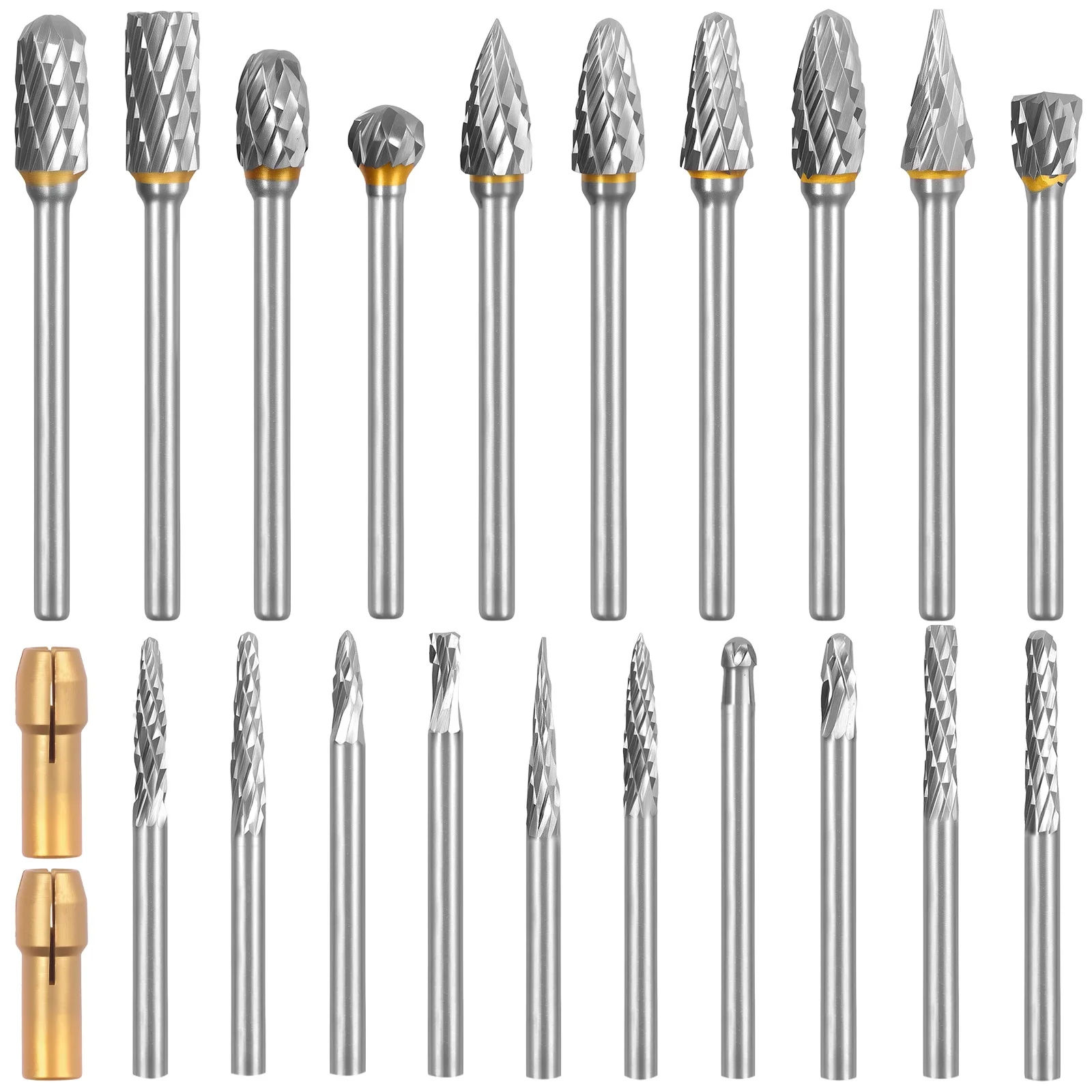 20Pcs Carbide Die Grinder Bits Double Cut Tungsten Steel Rotary Burr Set 1/8inch Shank Double Cut Tungsten Steel Rotary Burr
20Pcs Carbide Die Grinder Bits Double Cut Tungsten Steel Rotary Burr Set 1/8inch Shank Double Cut Tungsten Steel Rotary Burr