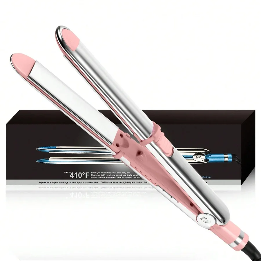 2-in-1 Straightener & Curler: 1-Inch Ceramic Ionic Flat Iron with Rapid Heating Technology; Anti-Frizz and Anti-Scald Design
2-in-1 Straightener & Curler: 1-Inch Ceramic Ionic Flat Iron with Rapid Heating Technology; Anti-Frizz and Anti-Scald Design