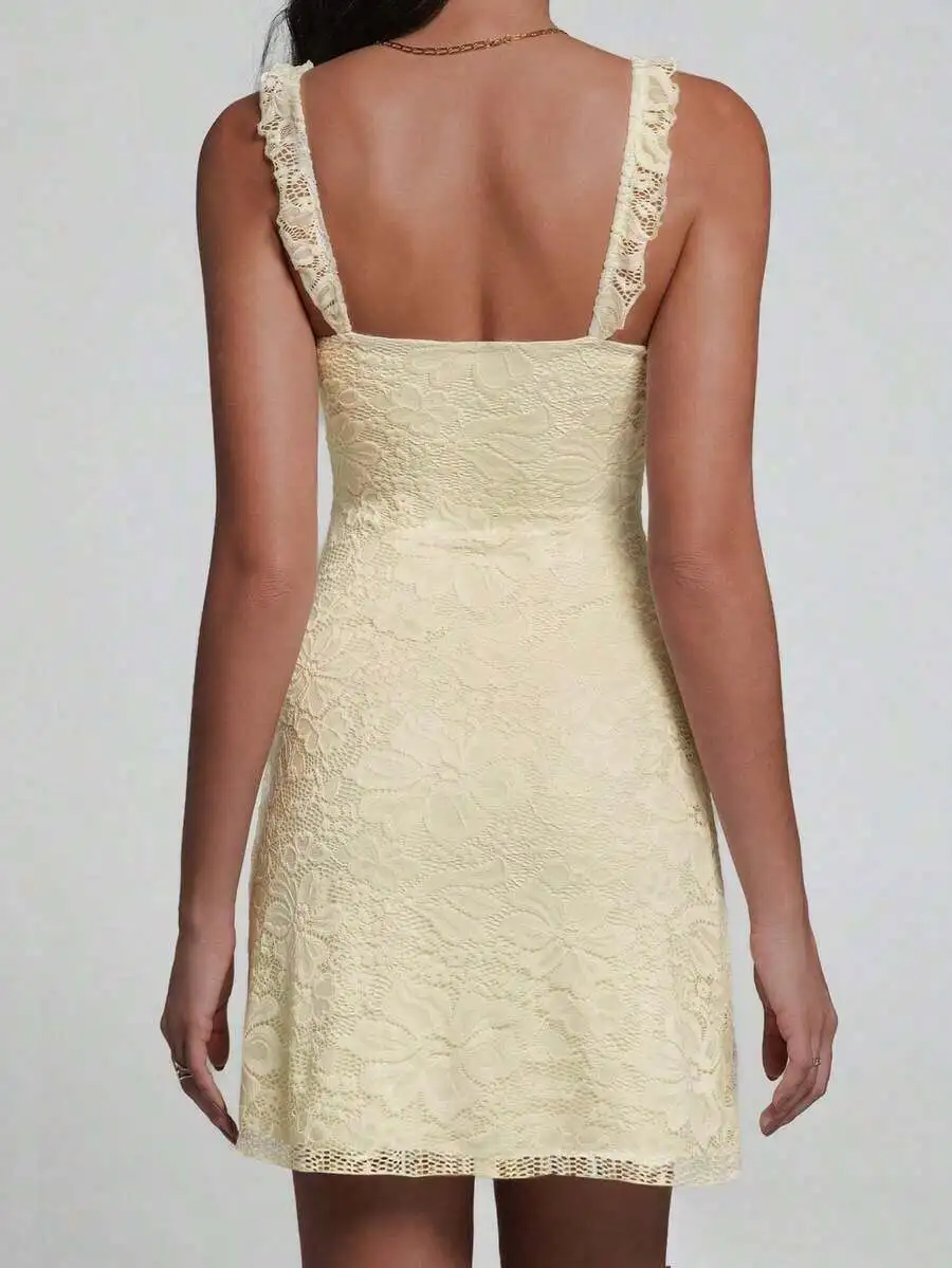 Elegant Lace Ruffle Strap Sleeveless Slim Fit Mini Dress For Party Daily
Elegant Lace Ruffle Strap Sleeveless Slim Fit Mini Dress For Party Daily