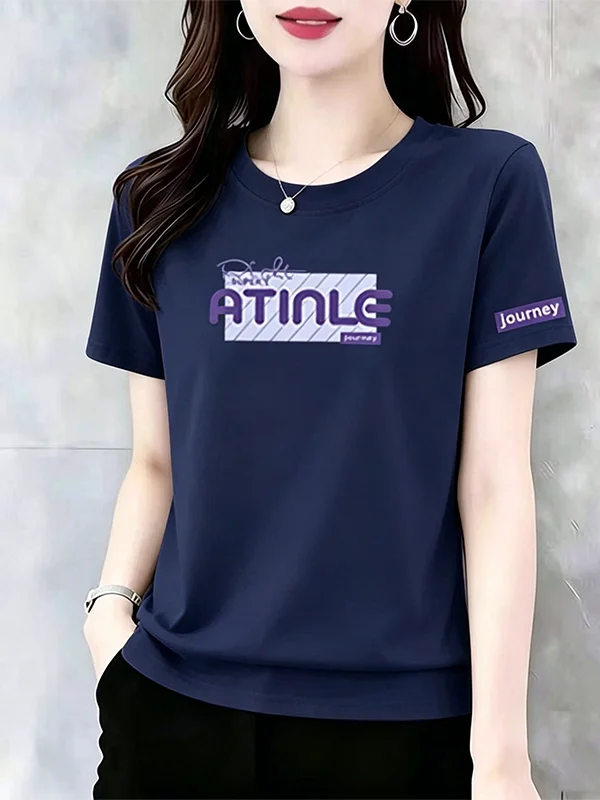 New 2025 Women's Loose Short Sleeve T-shirt Korean Style Versatile Slimming Letter Print Casual Breathable Polyester Fiber
New 2025 Women's Loose Short Sleeve T-shirt Korean Style Versatile Slimming Letter Print Casual Breathable Polyester Fiber