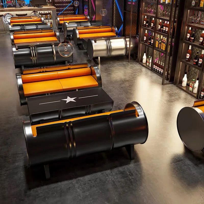 BBQ milk tea shop negotiation area bar industrial style creative oil drum sofa bar tables and chairs
BBQ milk tea shop negotiation area bar industrial style creative oil drum sofa bar tables and chairs