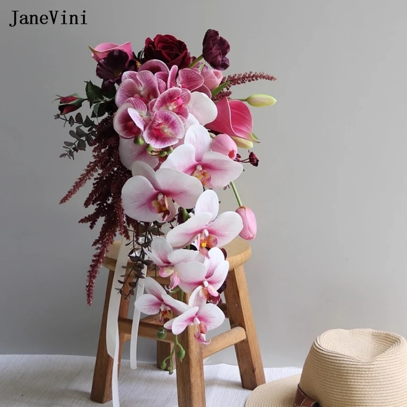 JaneVini 2025 Vintage Burgundy Waterfall Wedding Bouquet Bride Hand Flowers Butterfly Orchid Cascading Artificial Bridal Bouquet
JaneVini 2025 Vintage Burgundy Waterfall Wedding Bouquet Bride Hand Flowers Butterfly Orchid Cascading Artificial Bridal Bouquet