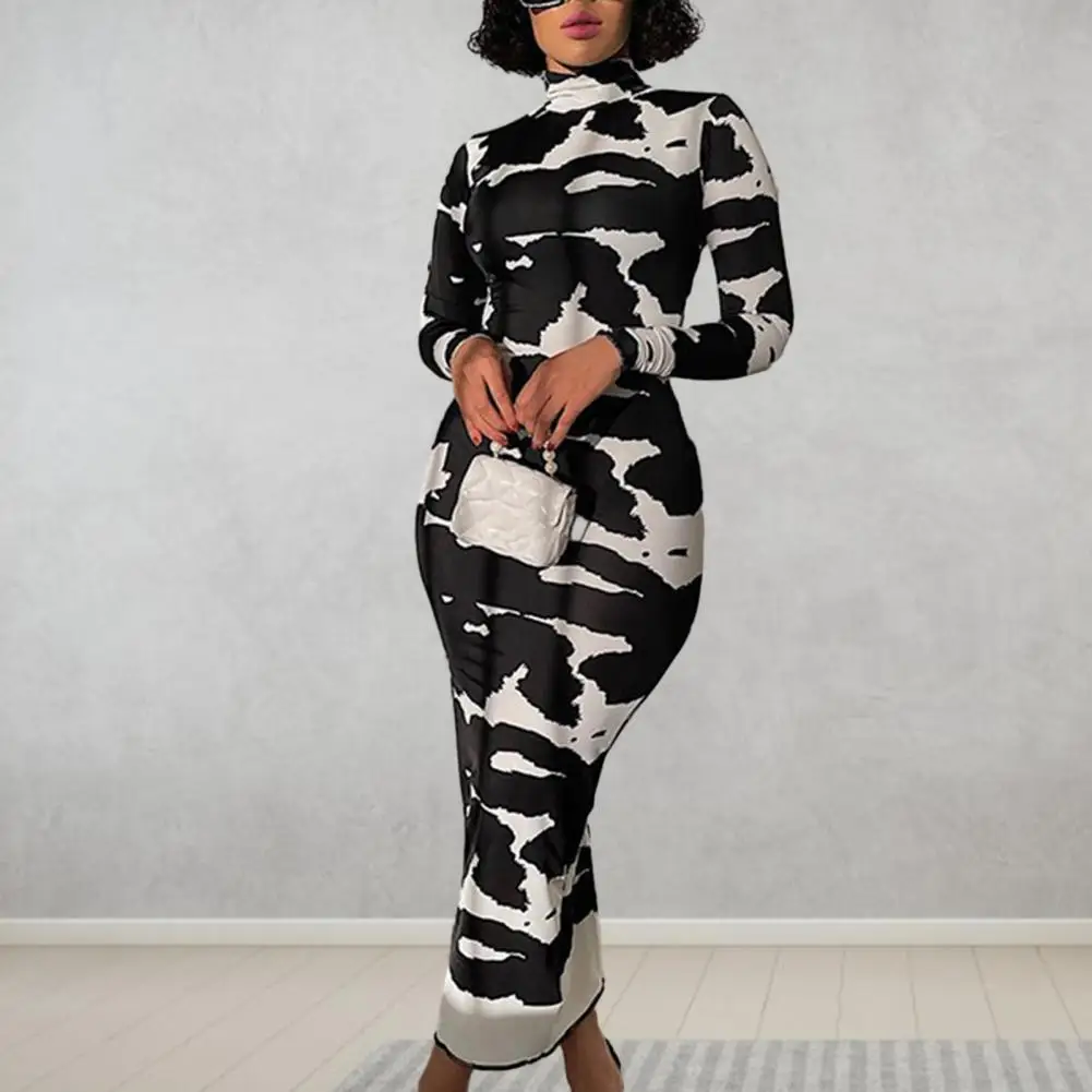Women High Neck Dress High Neck Slim Fit Dress Printed Slim Fit Long Sleeve Maxi Dress for Women High Collar Soft Elastic Sheath
Women High Neck Dress High Neck Slim Fit Dress Printed Slim Fit Long Sleeve Maxi Dress for Women High Collar Soft Elastic Sheath