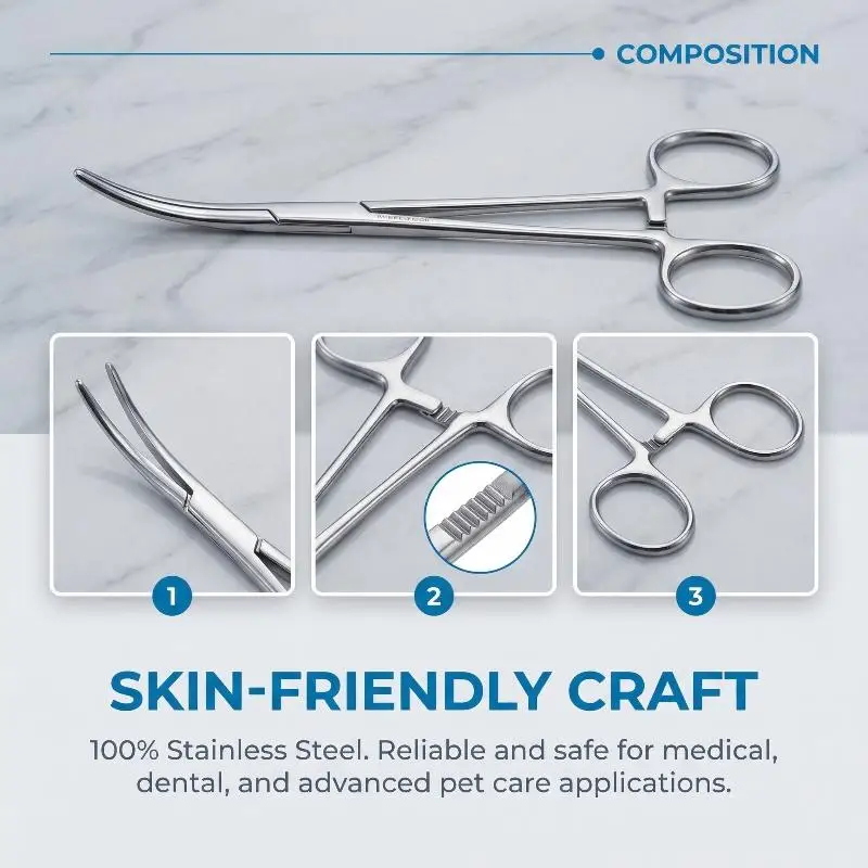 Arterial forceps, stainless steel needle holder, hemostatic clip used as a key surgical instrument for precision surgery
Arterial forceps, stainless steel needle holder, hemostatic clip used as a key surgical instrument for precision surgery