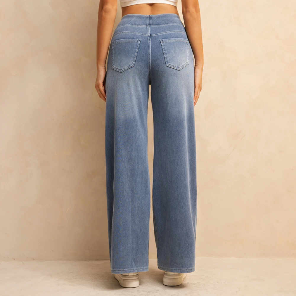 Shascullfites Melody High-Waisted Wide-Leg Jeans Light Blue Women's Stretchy Knit Trousers with Multiple Pockets for Work
Shascullfites Melody High-Waisted Wide-Leg Jeans Light Blue Women's Stretchy Knit Trousers with Multiple Pockets for Work