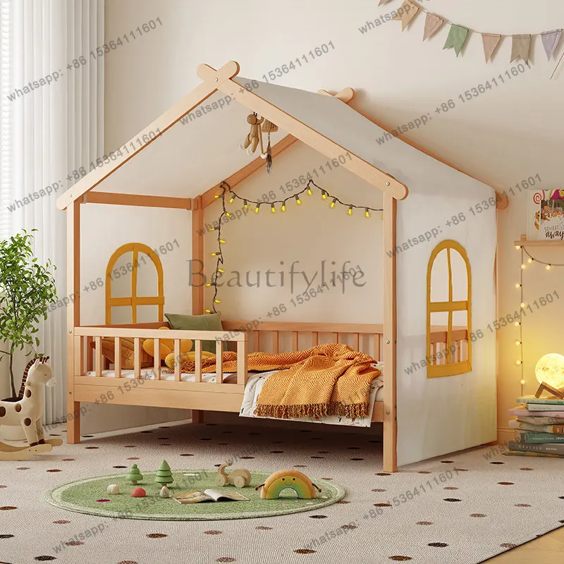 All solid wood guardrail household single tree house bed beech popsicle bed
All solid wood guardrail household single tree house bed beech popsicle bed