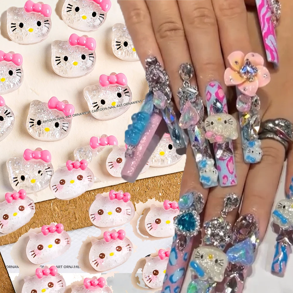 10 шт. Sanrio Sparkle Glitter Hello Kitty подвески для ногтей ледяной прозрачный розовый 10*11 мм Kawaii Hello Kitty декор для ногтей DIY блестящий котенок
10 шт. Sanrio Sparkle Glitter Hello Kitty подвески для ногтей ледяной прозрачный розовый 10*11 мм Kawaii Hello Kitty декор для ногтей DIY блестящий котенок