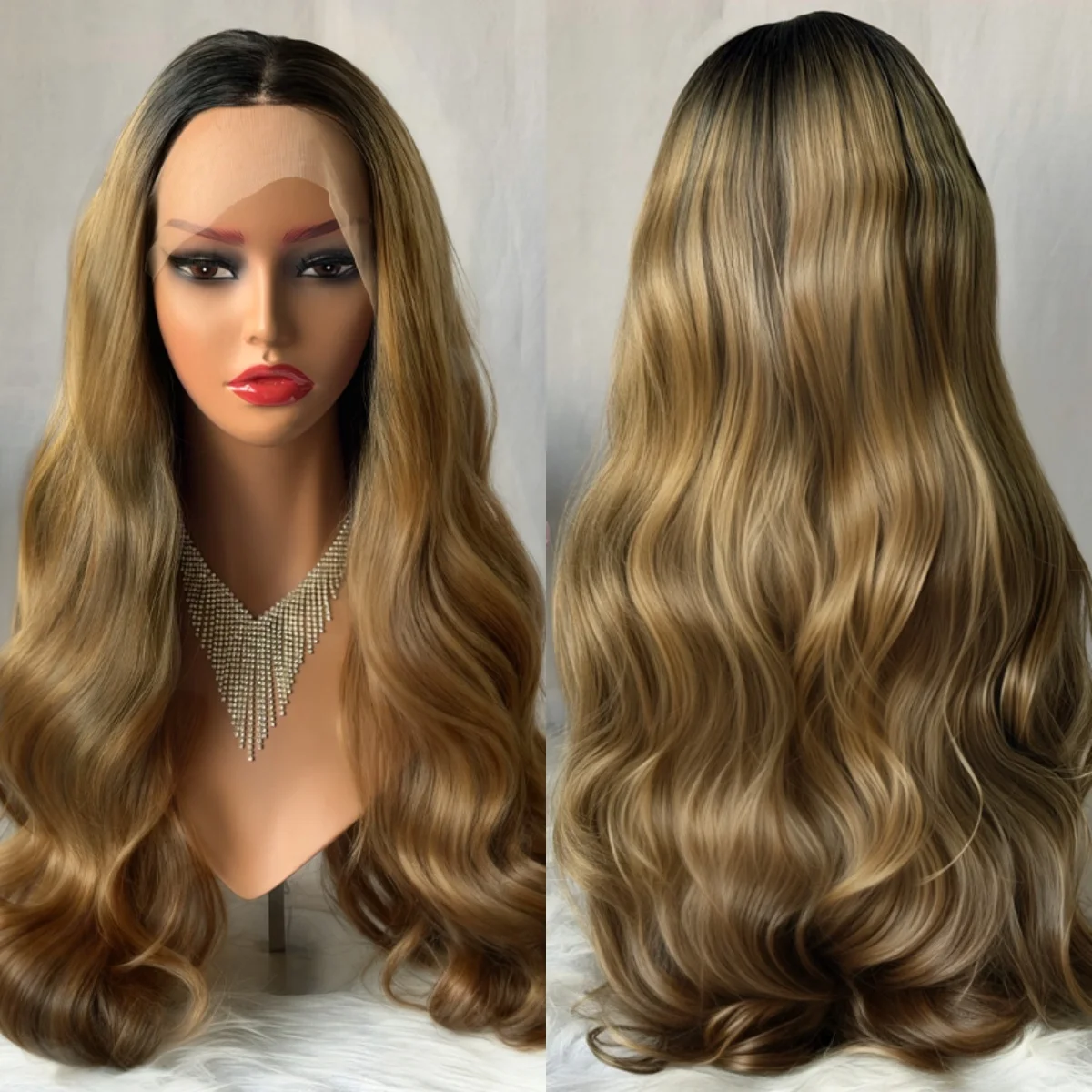 26 Inches Ombre Dark Caramel Brown Natural Hair Wig Full Roots Long Length Body Wave Heat Resistant Glueless Wigs Synthetic Hair
26 Inches Ombre Dark Caramel Brown Natural Hair Wig Full Roots Long Length Body Wave Heat Resistant Glueless Wigs Synthetic Hair