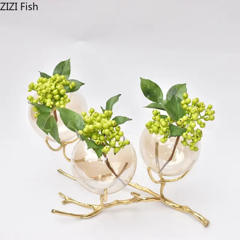 Golden Branch Glass Vase Hydroponics Flower Pots Desk Decoration Artificial Flowers Decorative Creative Brass Base Floral Vases
Golden Branch Glass Vase Hydroponics Flower Pots Desk Decoration Artificial Flowers Decorative Creative Brass Base Floral Vases