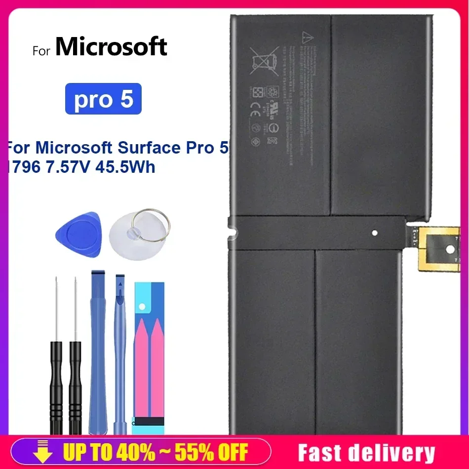 Сменная аккумуляторная батарея 5940 мА/ч для Microsoft Surface Pro 5 Pro5 1796 7,57 в Вт/ч
Сменная аккумуляторная батарея 5940 мА/ч для Microsoft Surface Pro 5 Pro5 1796 7,57 в Вт/ч