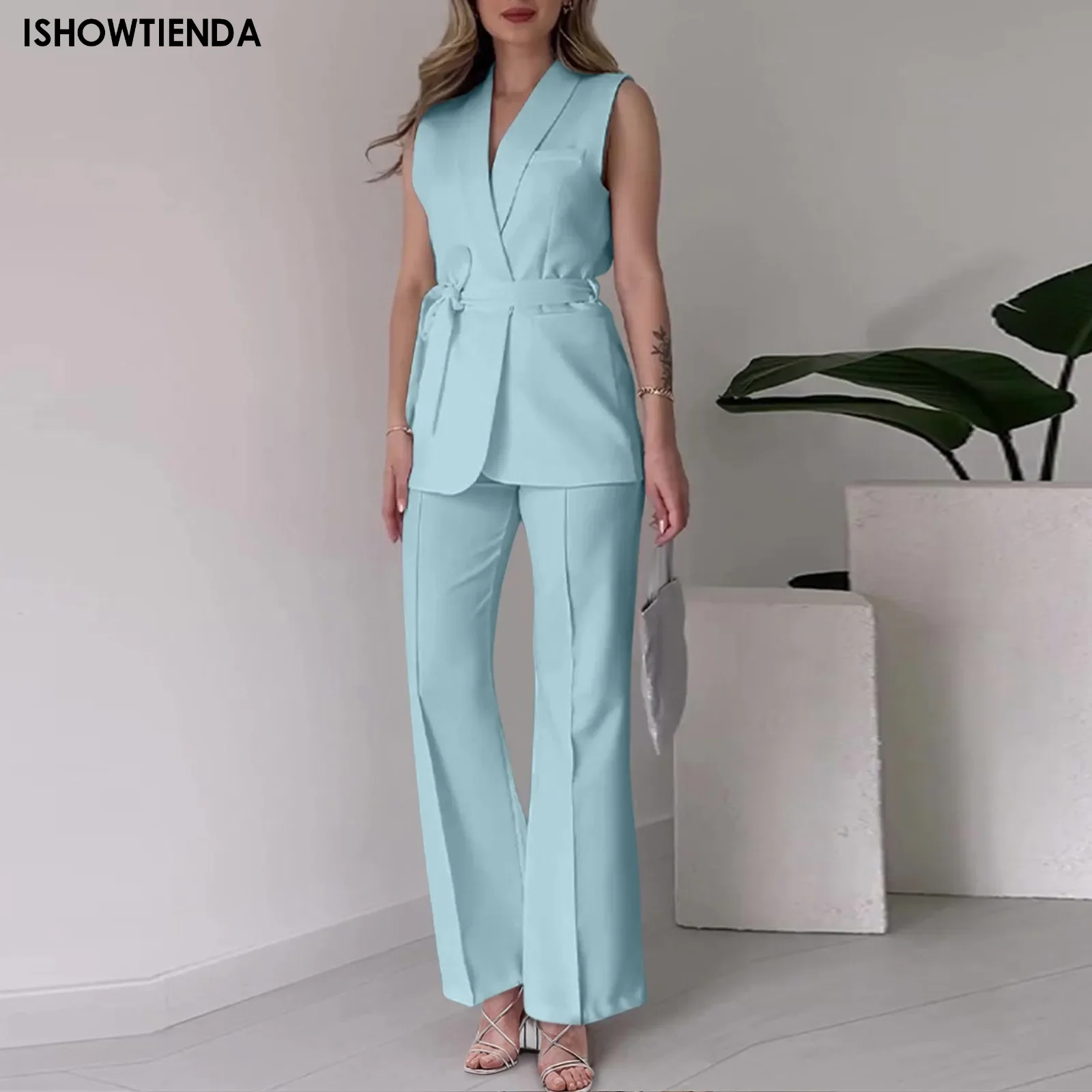 Women Suit Jacket Vest Elegant Lady Baggy Pants Set Regular Work Pants Set Sleeveless Vest High Waist Wide Leg Pants 2 Piece Set
Women Suit Jacket Vest Elegant Lady Baggy Pants Set Regular Work Pants Set Sleeveless Vest High Waist Wide Leg Pants 2 Piece Set
