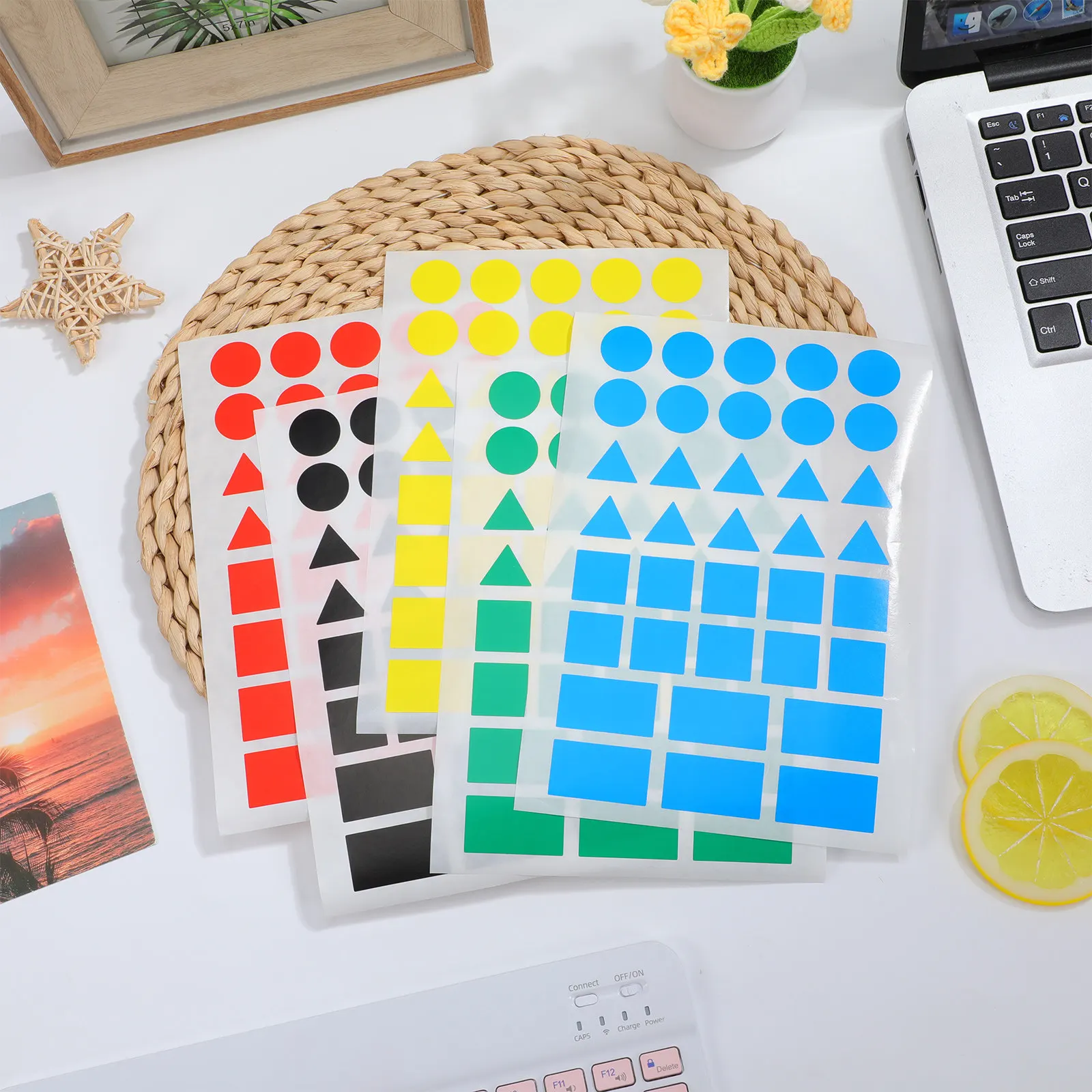 50 Sheets Self-Adhesive Color-Coded Organizing Labels Round Triangle Rectangle Shapes for Jar Label Stickers Essential Oil
50 Sheets Self-Adhesive Color-Coded Organizing Labels Round Triangle Rectangle Shapes for Jar Label Stickers Essential Oil