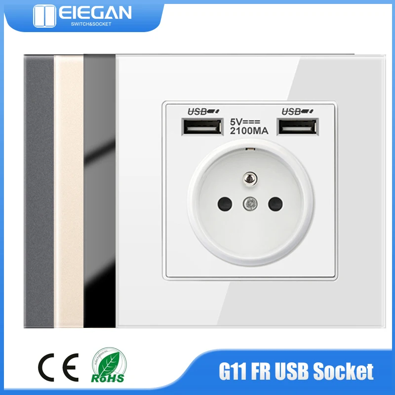 G11 French standard wall power socket dual USB power socket 2.1A, with dual USB, 16A 220V socket plug grounding socket FR socket
G11 French standard wall power socket dual USB power socket 2.1A, with dual USB, 16A 220V socket plug grounding socket FR socket