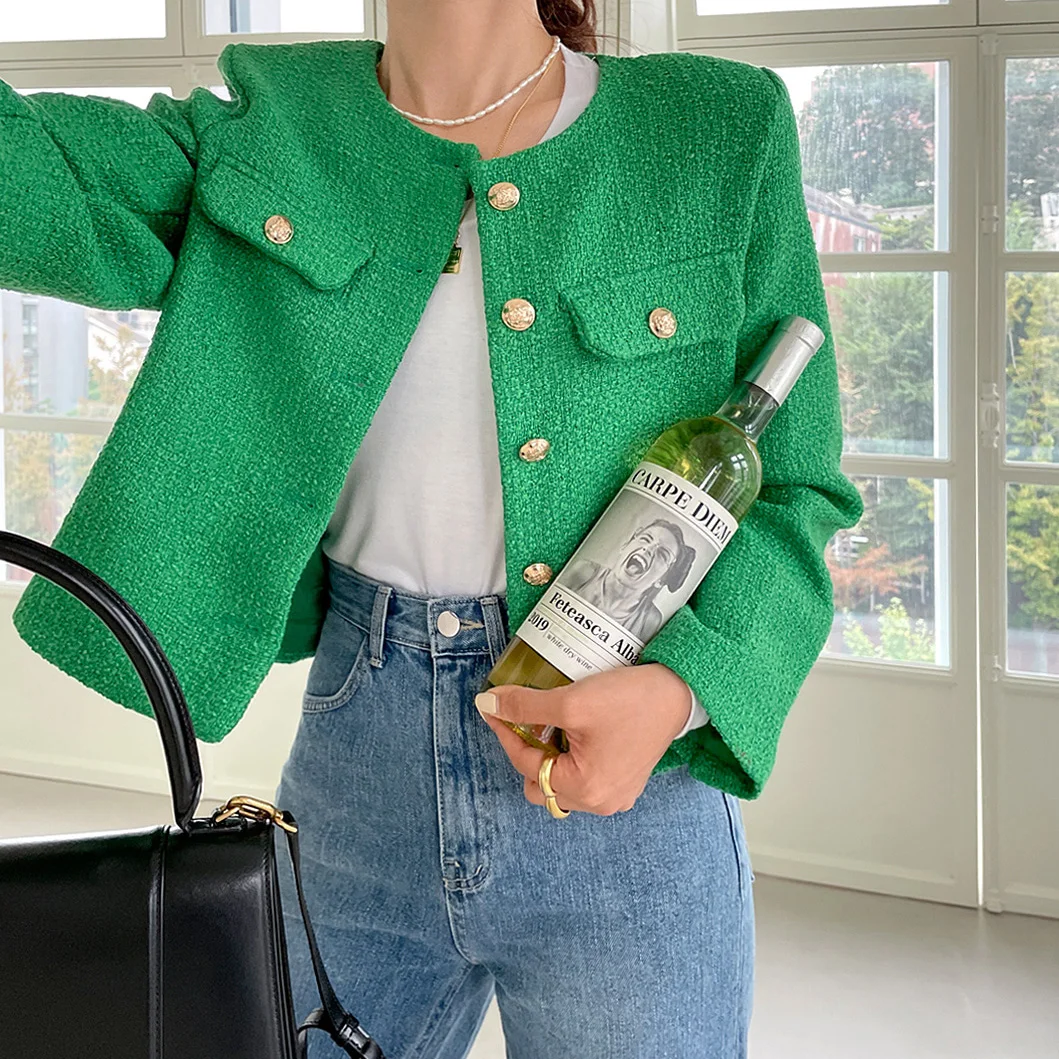 2024 Spring Autumn New Korean Fashion Women Jacket Long Sleeves Round Neck with Pockets Single Breast Lady Short Coat
2024 Spring Autumn New Korean Fashion Women Jacket Long Sleeves Round Neck with Pockets Single Breast Lady Short Coat