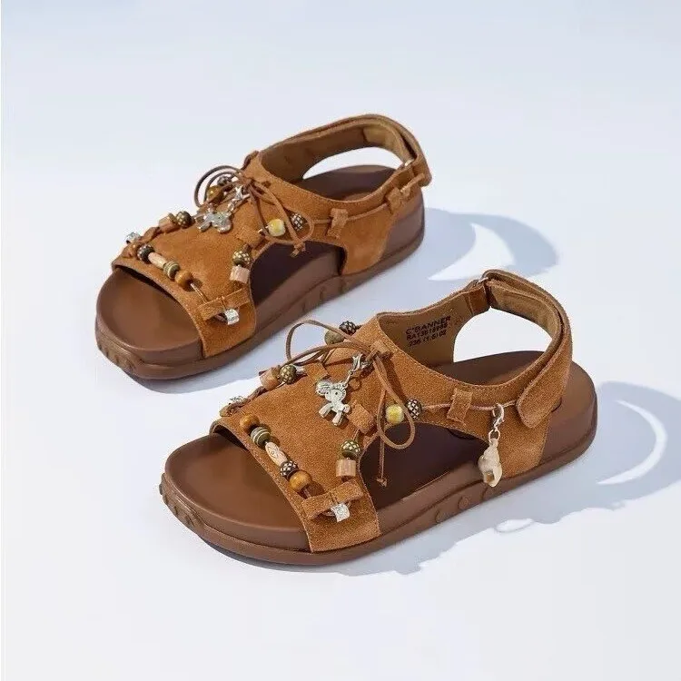 Women Summer Suede Flat Sandals Beaded Tassel Open Toe Back Strap Beach Sandalias Mujer Verano Soft Non Slip Daily Outdoor Footw
Women Summer Suede Flat Sandals Beaded Tassel Open Toe Back Strap Beach Sandalias Mujer Verano Soft Non Slip Daily Outdoor Footw