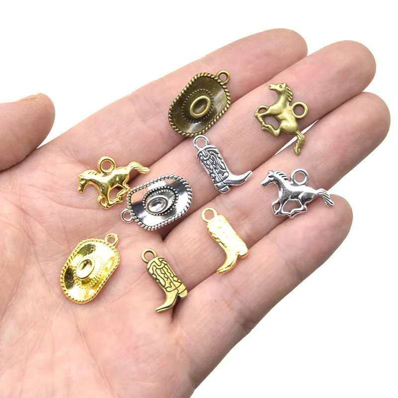 New 27pcs Western Cowboy Themed Charms Alloy Metal Horse Cowboy Boot Hat Pendant For DIY Bracelet Necklace Jewelry Making
New 27pcs Western Cowboy Themed Charms Alloy Metal Horse Cowboy Boot Hat Pendant For DIY Bracelet Necklace Jewelry Making
