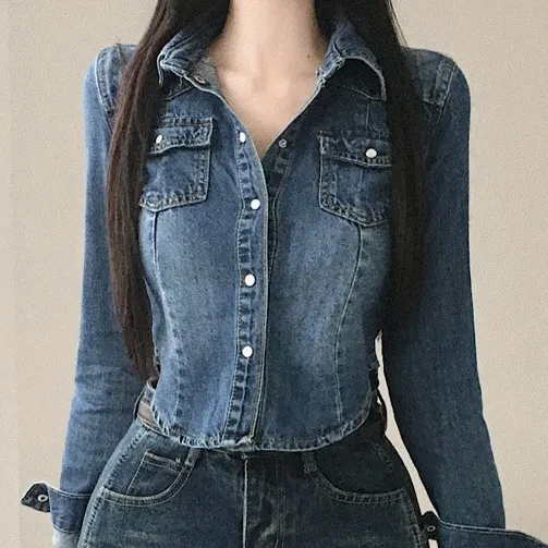 Slim Fit Chic Autumn Denim Jaet Women's Single Button Notched Collar Casual Versatile Korean Sle Outerwear for All Seasons
Slim Fit Chic Autumn Denim Jaet Women's Single Button Notched Collar Casual Versatile Korean Sle Outerwear for All Seasons