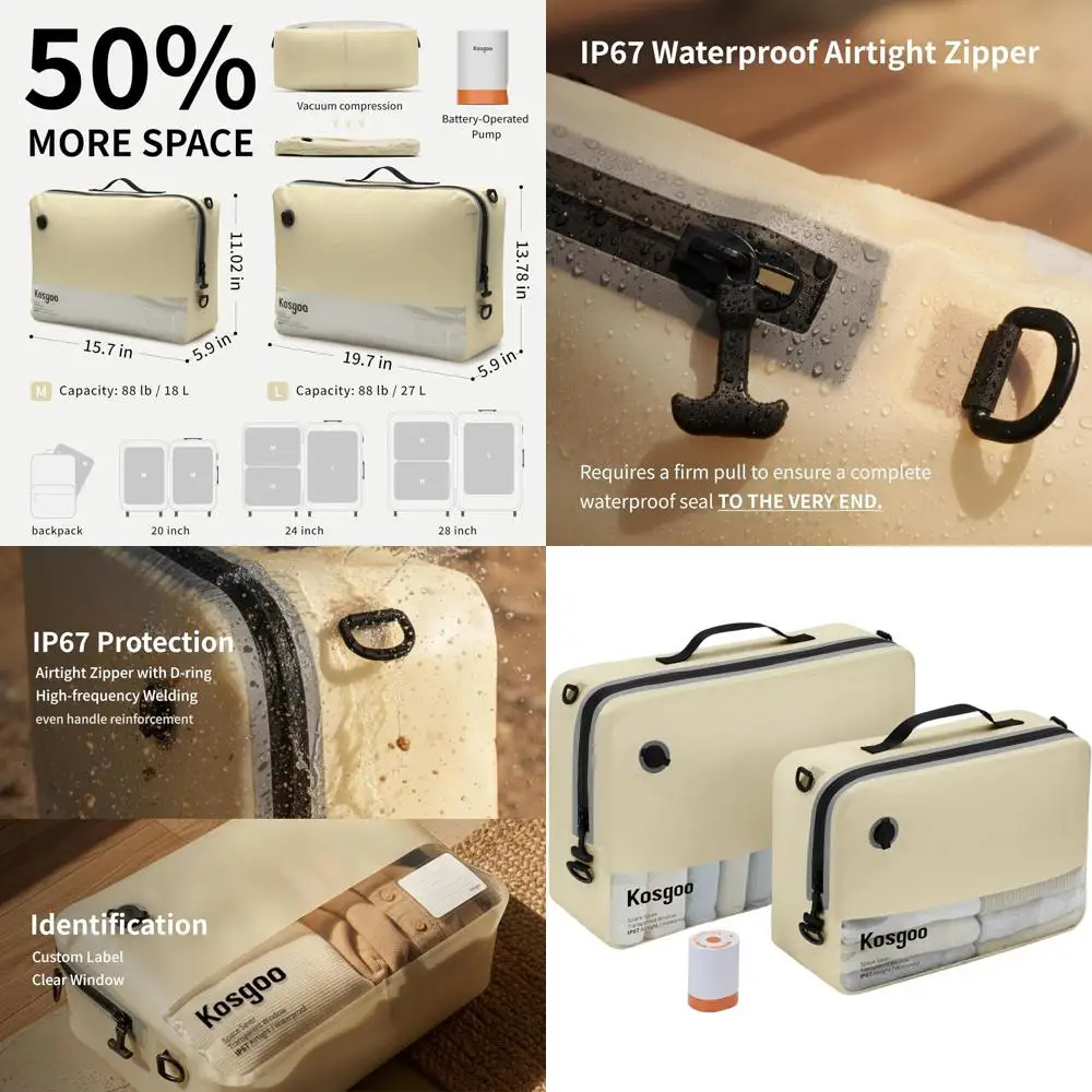 Travel Vacuum Storage Bags with Pump, Reusable for Luggage and Home, Waterproof, Wide Opening, Transparent (2 Pack Beige)
Travel Vacuum Storage Bags with Pump, Reusable for Luggage and Home, Waterproof, Wide Opening, Transparent (2 Pack Beige)