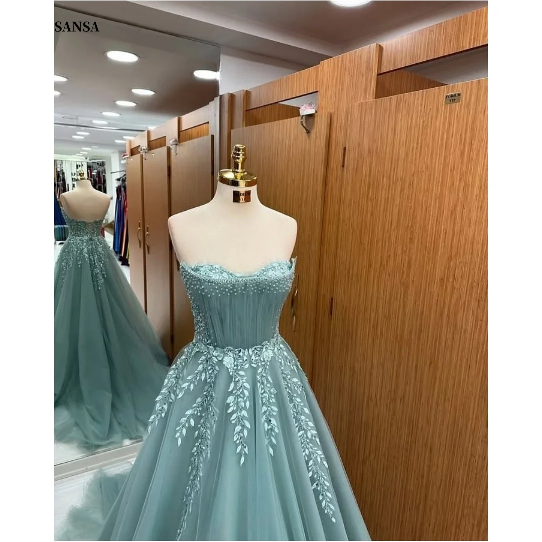 Sansa Customized Cyan Flowers Embroidery Prom Dresses Strapless فساتين للمناسبات الخاصة A-line vestidos de
Sansa Customized Cyan Flowers Embroidery Prom Dresses Strapless فساتين للمناسبات الخاصة A-line vestidos de
