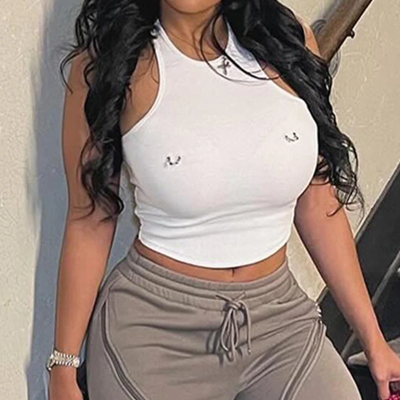 Top for Women Blouses 2025 Summer Fashion Solid Color Metal Decorative Sexy Spicy Girl Round Neck Short Tank Top Y2K Streetwear
Top for Women Blouses 2025 Summer Fashion Solid Color Metal Decorative Sexy Spicy Girl Round Neck Short Tank Top Y2K Streetwear
