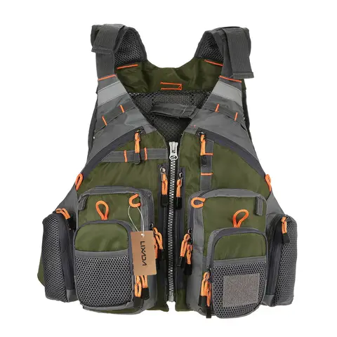 Lixada Fishing Vest Breathable Outdoor Sports Fly Swimming Life Safety Waistcoat Survival Utility Fly Vest with Chest Pockets Co