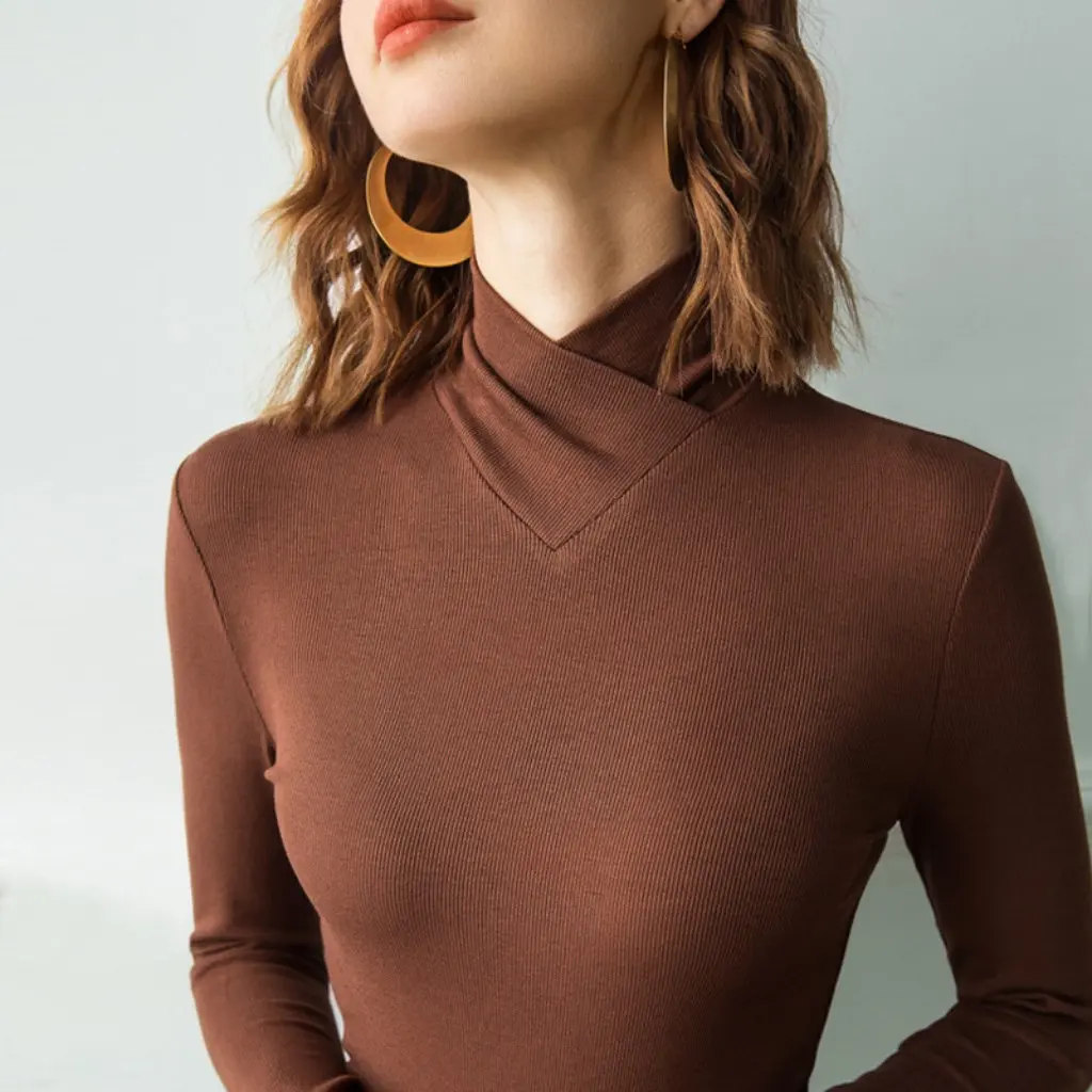 Women's Cross Turtleneck Long Sleeve Slim Fit Stretch T-Shirt Spring New Design Inner Top Bottoming Shirt
Women's Cross Turtleneck Long Sleeve Slim Fit Stretch T-Shirt Spring New Design Inner Top Bottoming Shirt