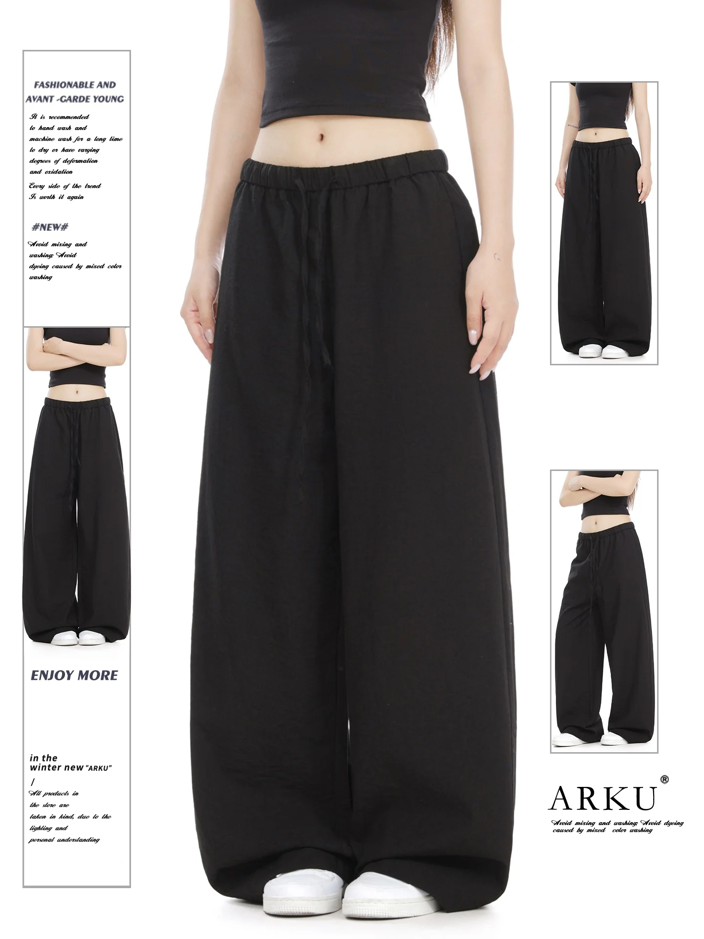 Black Casual Pants Women's Loose Drapey Lightweight Summer Straight Leg Wide Leg Pants Breathable Versatile ARKU Simple High-...
Black Casual Pants Women's Loose Drapey Lightweight Summer Straight Leg Wide Leg Pants Breathable Versatile ARKU Simple High-...