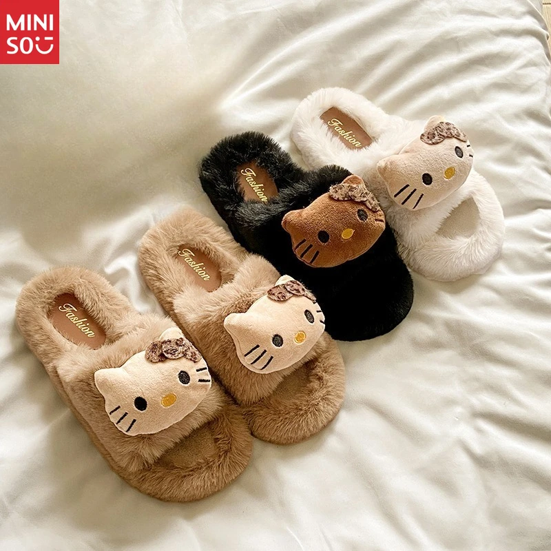Женские плюшевые тапочки Miniso Cat, домашняя обувь на нескользящей платформе на зиму
Женские плюшевые тапочки Miniso Cat, домашняя обувь на нескользящей платформе на зиму