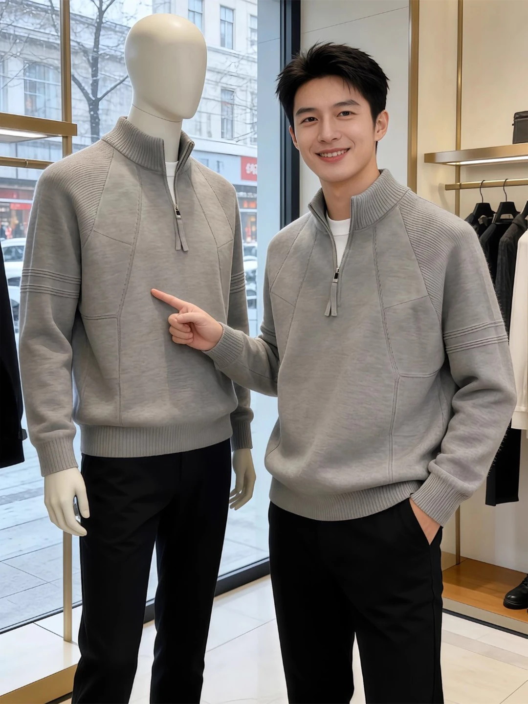 Мужской утепленный трикотажный свитер с воротником-стойкой на молнии, осенне-зимний, свободный крой, с двойной молнией, базовый слой для ношения под одеждой
Мужской утепленный трикотажный свитер с воротником-стойкой на молнии, осенне-зимний, свободный крой, с двойной молнией, базовый слой для ношения под одеждой