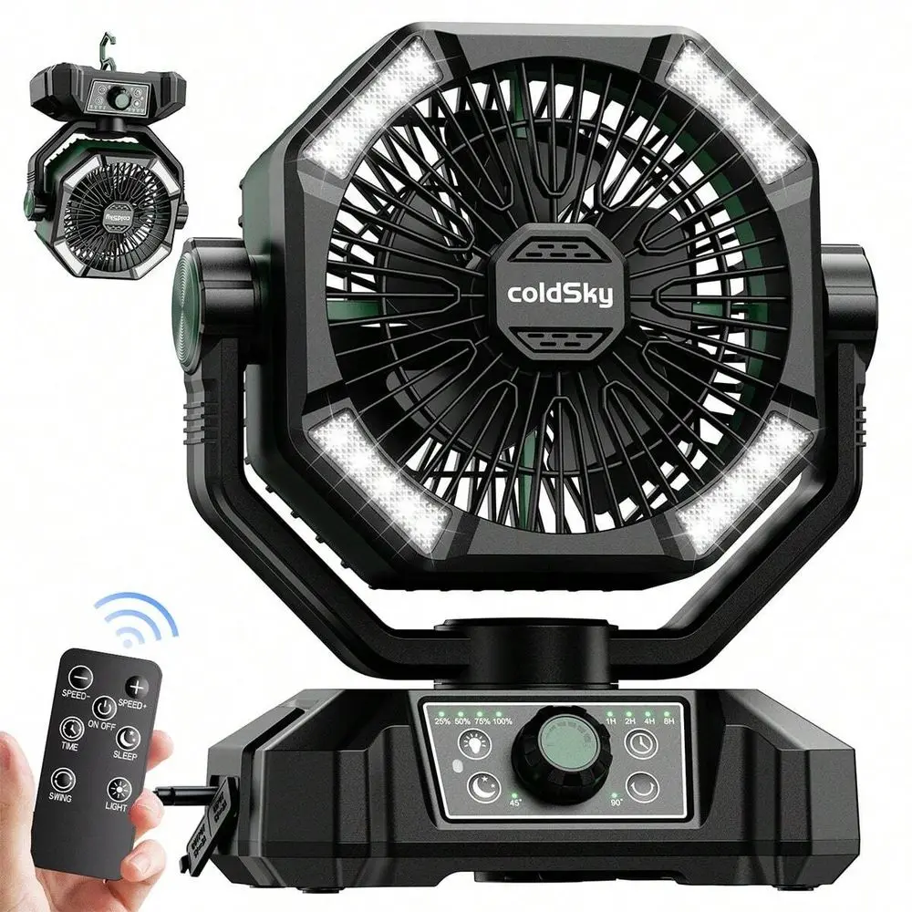 Camping Fan With Dual Motor , Battery Operated Fan With 4 LED Lantern, 8 Speeds Desk Fan With Remote, Portable Outdoor Fan With
Camping Fan With Dual Motor , Battery Operated Fan With 4 LED Lantern, 8 Speeds Desk Fan With Remote, Portable Outdoor Fan With