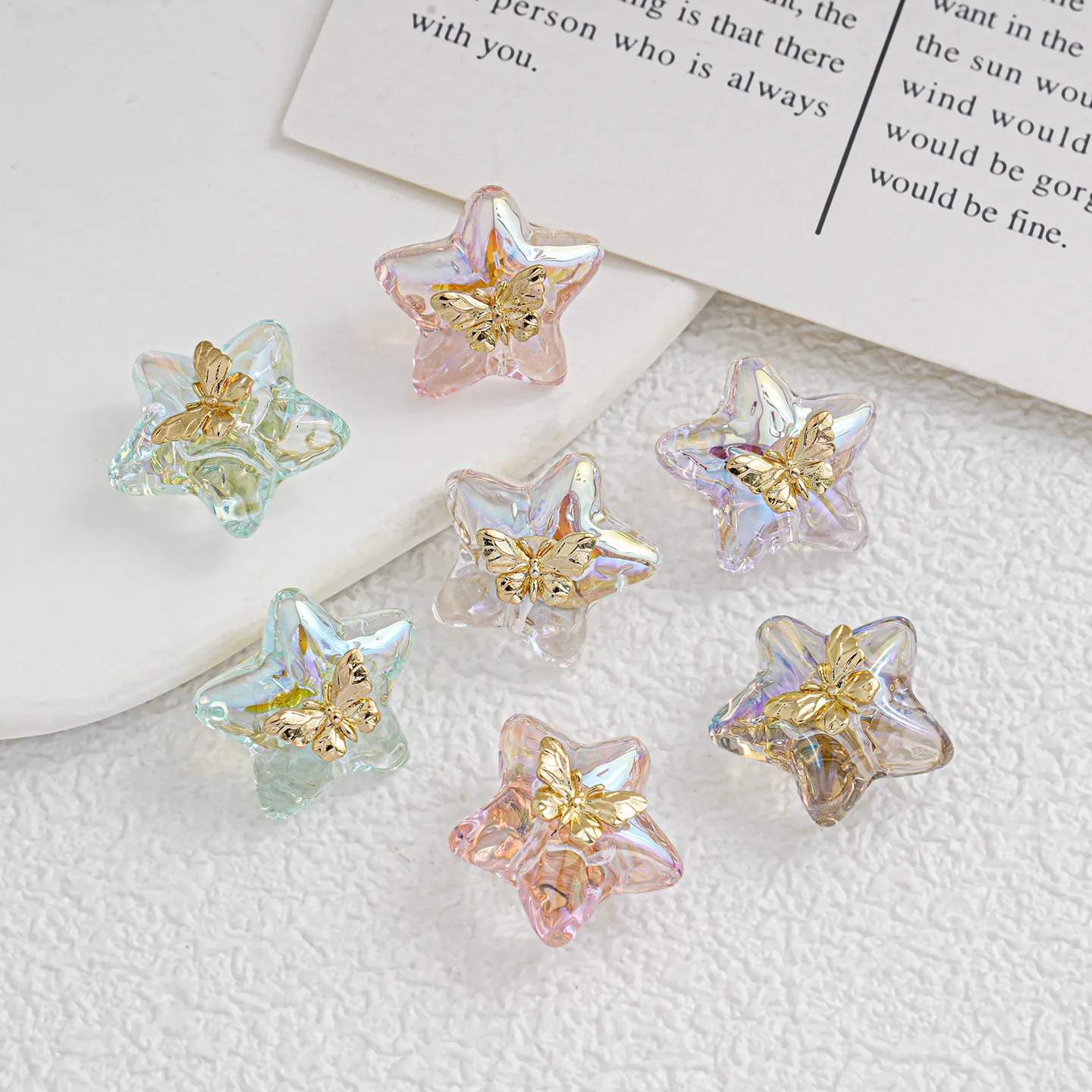 20pcs New Fashion Star Loose Beads Acrylic Transparent Butterfly Necklace Bracelet Earrings Beads Diy Key Chain Jewelry Making
20pcs New Fashion Star Loose Beads Acrylic Transparent Butterfly Necklace Bracelet Earrings Beads Diy Key Chain Jewelry Making