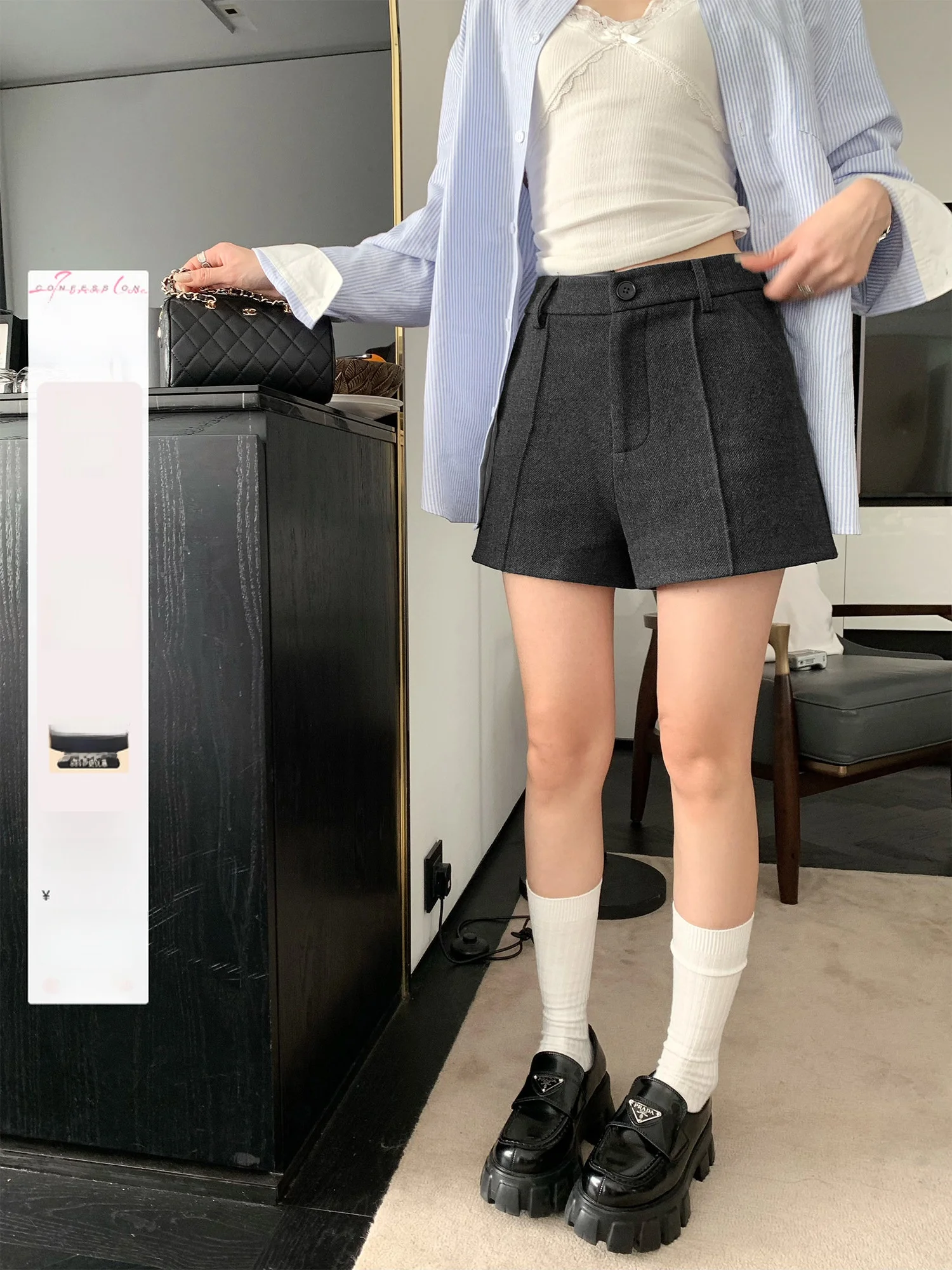 Hhyii Commuter Smart Grey Suit Shorts Women's High Waist Slimming Casual Wide Leg Pants Korean Style Button Closure
Hhyii Commuter Smart Grey Suit Shorts Women's High Waist Slimming Casual Wide Leg Pants Korean Style Button Closure